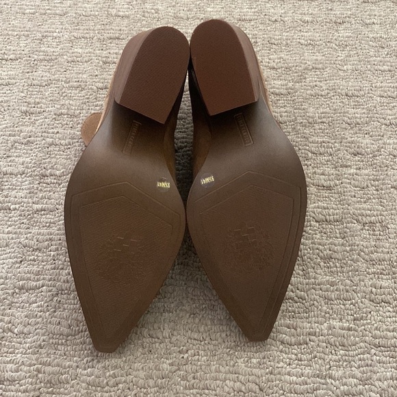 Vince Camuto Gigietta Suede Block Heel Western Cowboy Ankle Boots BrownTan s 9.5 - Picture 8 of 12